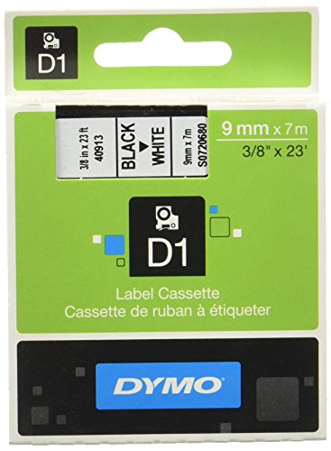 DYMO 41913 D1 LABELLING TAPE 9MM X 7M BLACK ON WHITE