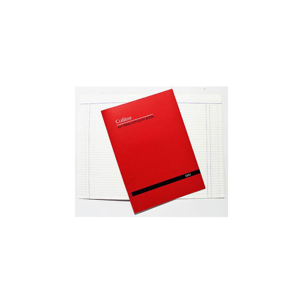 COLLINS A24 SERIES ACCOUNT BOOK DAY FEINT RULED STAPLED 24 LEAF A4 RED