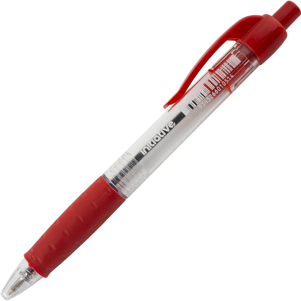 INITIATIVE RETRACTABLE BALLPOINT PENS MEDIUM RED BOX 12