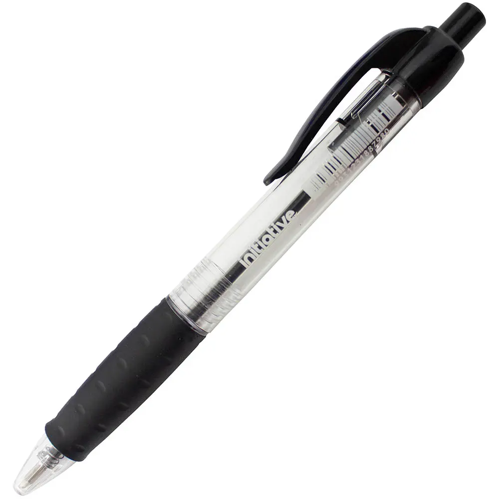 INITIATIVE RETRACTABLE BALLPOINT PENS MEDIUM BLACK BOX 12