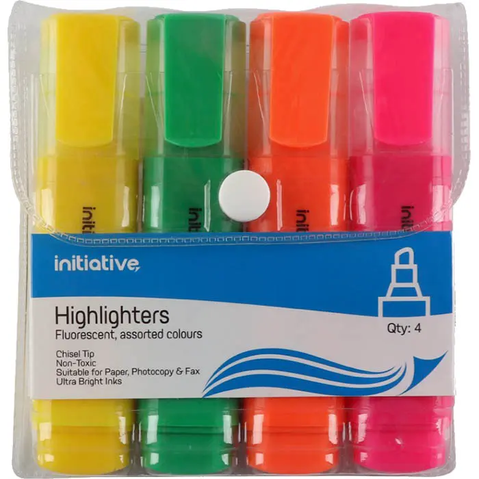 INITIATIVE HIGHLIGHTER CHISEL ASSORTED WALLET 4