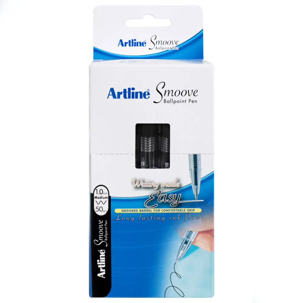ARTLINE SMOOVE BALLPOINT PEN MEDIUM 1.0MM BLACK BOX 50