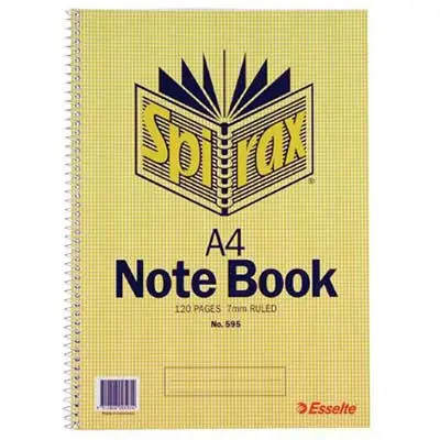 [8007349] SPIRAX 595 NOTEBOOK 7MM RULED SPIRAL BOUND SIDE OPEN 120 PAGE A4