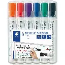 STAEDTLER 351 LUMOCOLOR WHITEBOARD MARKER BULLET ASSORTED WALLET 6
