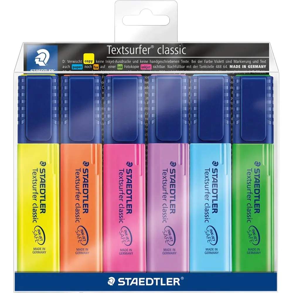 STAEDTLER 364 TEXTSURFER CLASSIC HIGHLIGHTER CHISEL PACK 6