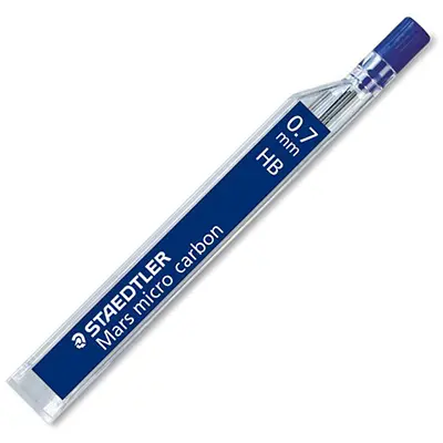STAEDTLER 250 MARS MICRO CARBON MECHANICAL PENCIL LEAD REFILL HB 0.7MM TUBE 12