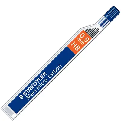 STAEDTLER 250 MARS MICRO CARBON MECHANICAL PENCIL LEAD REFILL HB 0.9MM TUBE 12