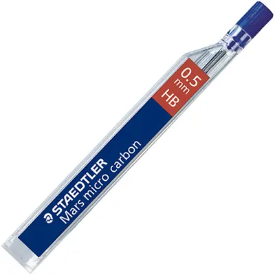 STAEDTLER 250 MARS MICRO CARBON MECHANICAL PENCIL LEAD REFILL HB 0.5MM TUBE 12