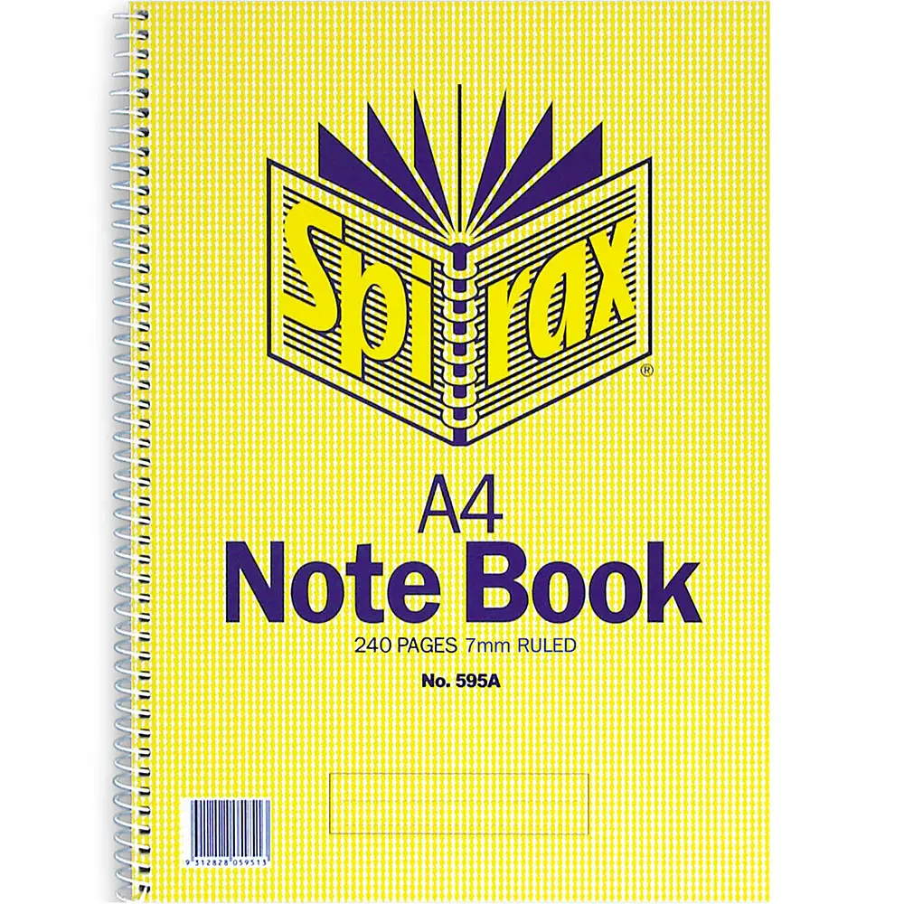 SPIRAX 595A NOTEBOOK SPIRAL BOUND 7MM RULED 240 PAGE A4