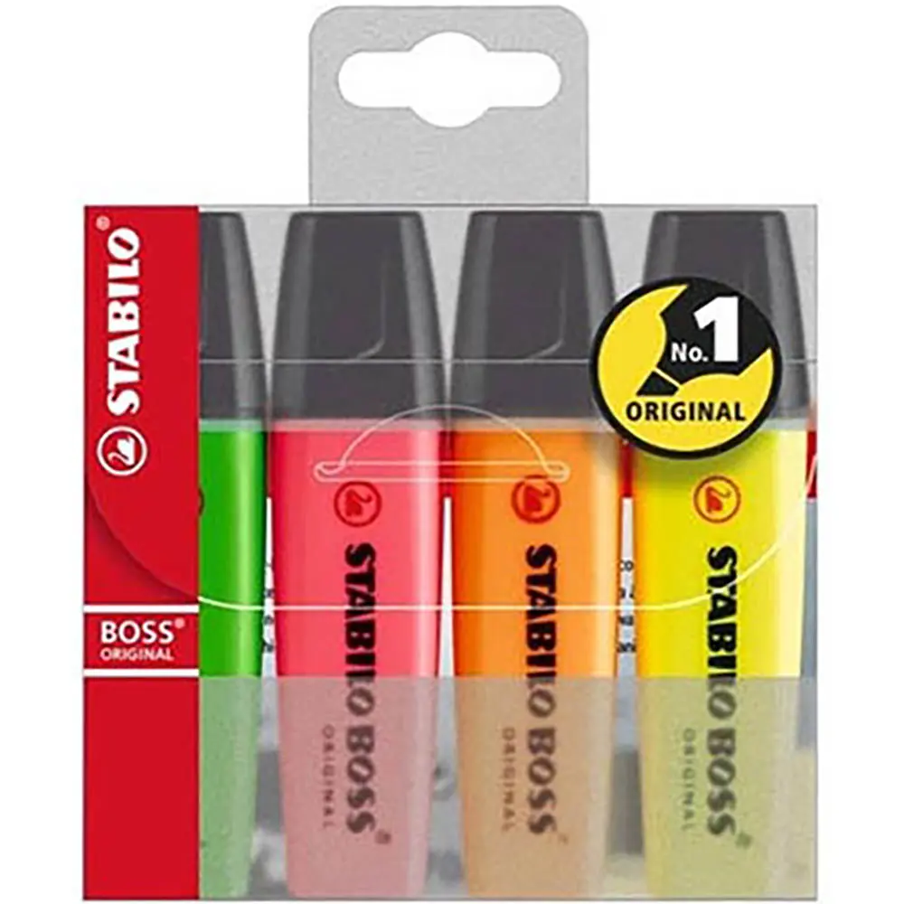 STABILO BOSS HIGHLIGHTER CHISEL ASSORTED WALLET 4