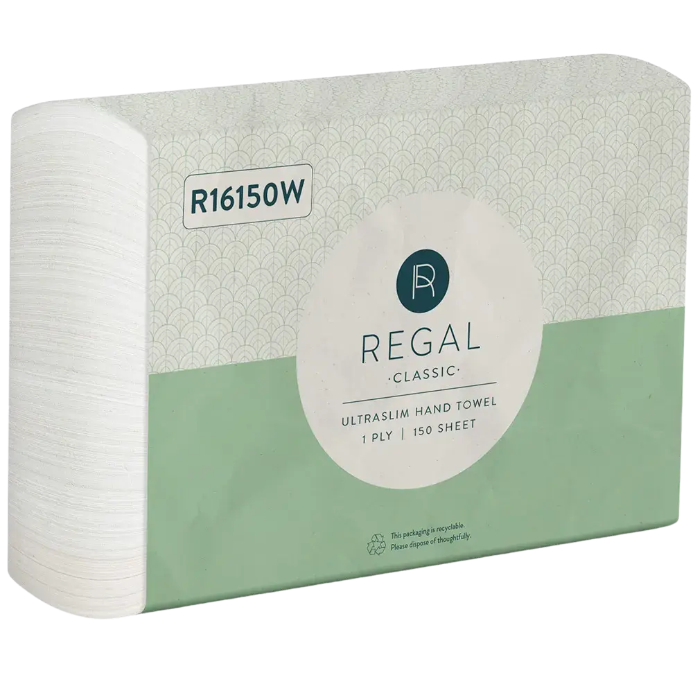 [8009882] REGAL ECONOMY INTERLEAVED HAND TOWEL 220 X 230MM 150 SHEETS