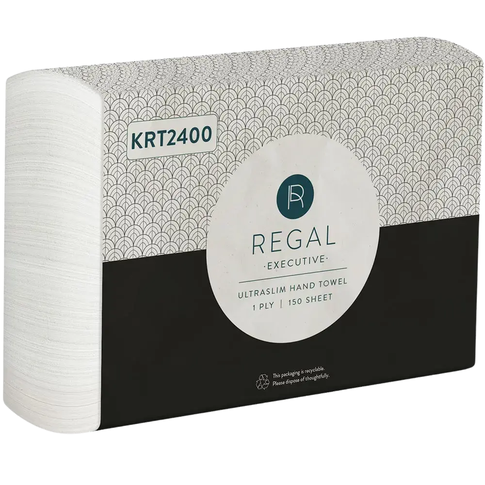 REGAL EXECUTIVE TAD ULTRASLIM HAND TOWEL 1 PLY 240 X 210MM PACK 150