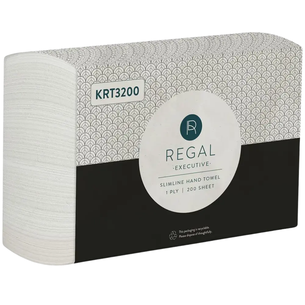 REGAL EXECUTIVE TAD SLIMLINE HAND TOWEL 1 PLY 225 X 210MM PACK 200