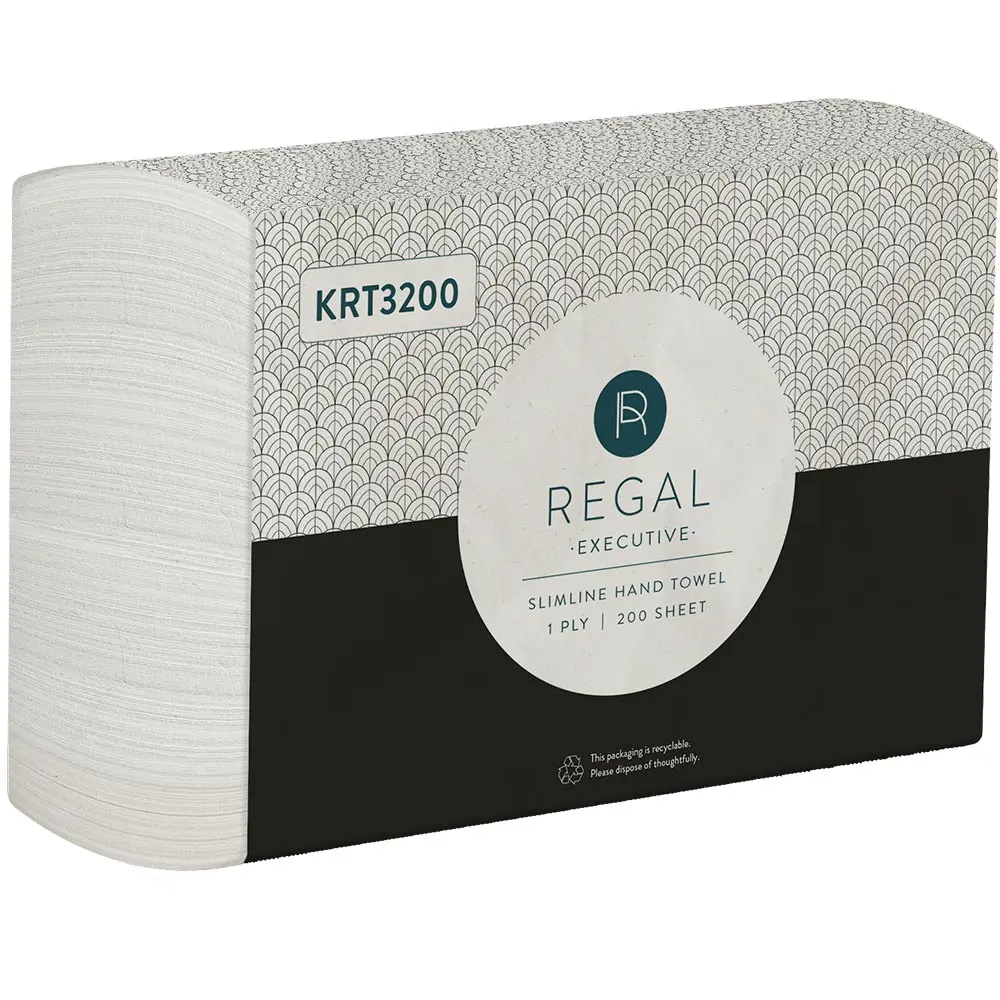 REGAL EXECUTIVE TAD SLIMLINE HAND TOWEL 1 PLY 225 X 210MM PACK 200