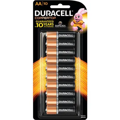 DURACELL COPPERTOP ALKALINE AA BATTERY PACK 10