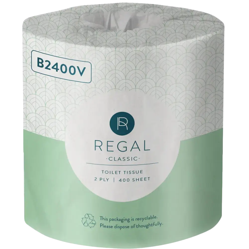 [8022675] REGAL GREEN-N-SAVE TOILET ROLL WRAPPED 2-PLY 400 SHEET WHITE