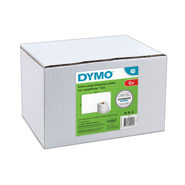 DYMO 0904980 LW 4XL SHIPPING LABELS 104 X 159MM WHITE ROLL 220 BOX 6
