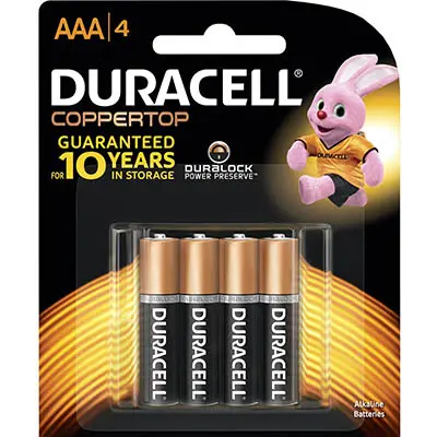DURACELL COPPERTOP ALKALINE AAA BATTERY PACK 4