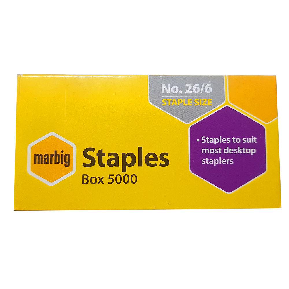 MARBIG STAPLES 26/6 BOX 5000