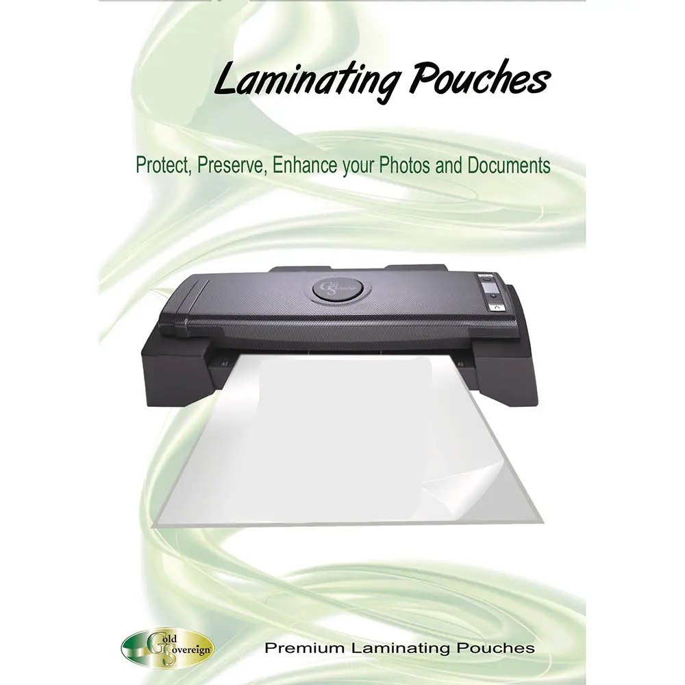 GOLD SOVEREIGN LAMINATING POUCH 150 MICRON 65 X 95MM CLEAR PACK 100
