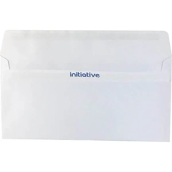 INITIATIVE DL ENVELOPES WALLET PLAINFACE SELF SEAL 80GSM 110 X 220MM WHITE BOX 500