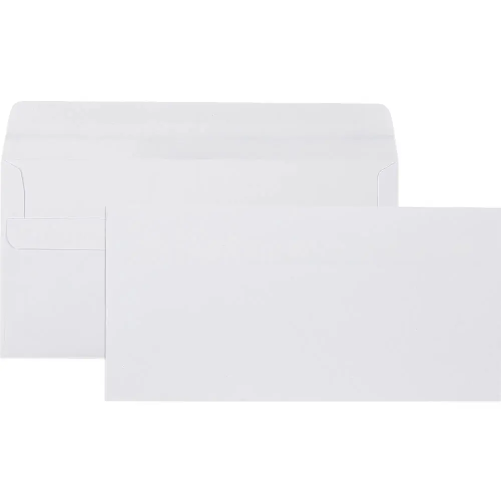 DL ENVELOPES WALLET PLAINFACE SELF SEAL 80GSM 110 X 220MM WHITE BOX 500