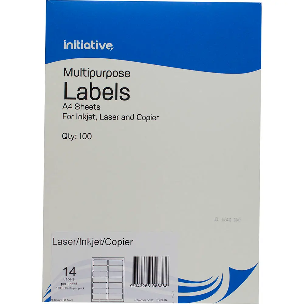 INITIATIVE MULTI-PURPOSE LABELS 14UP 65GSM 99.1 X 38.1MM PACK 100