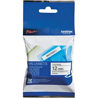 BROTHER M-K231 LAMINATED LABELLING TAPE 12MM BLACK ON WHITE