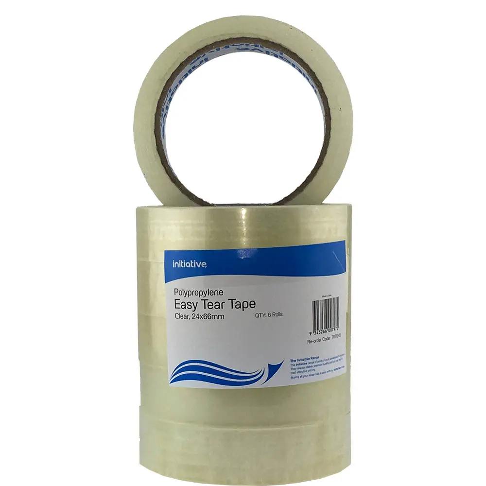 INITIATIVE EASY TEAR TAPE PP 24MM X 66M CLEAR PACK 6