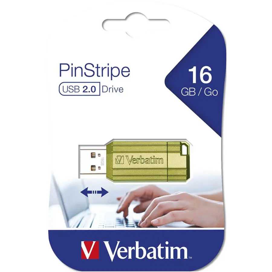 VERBATIM STORE-N-GO PINSTRIPE USB FLASH DRIVE 2.0 16GB GREEN