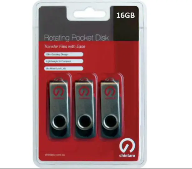 SHINTARO ROTATING USB DRIVE 2.0 16GB PACK 3