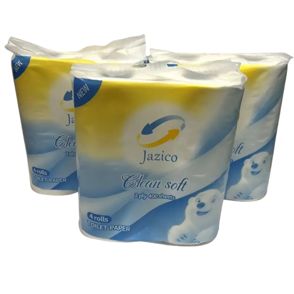JAZICO PREMIUM TOILET ROLL 2-PLY 400 SHEET WHITE PACK 4