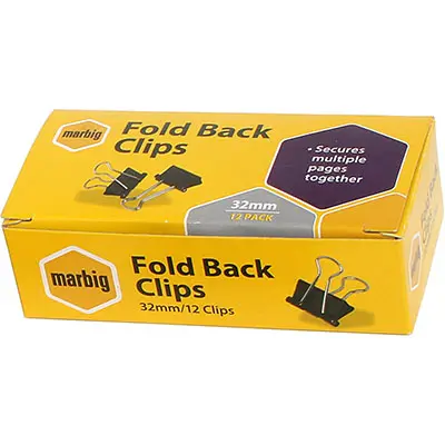 [8012869] MARBIG FOLDBACK CLIP 32MM BOX 12