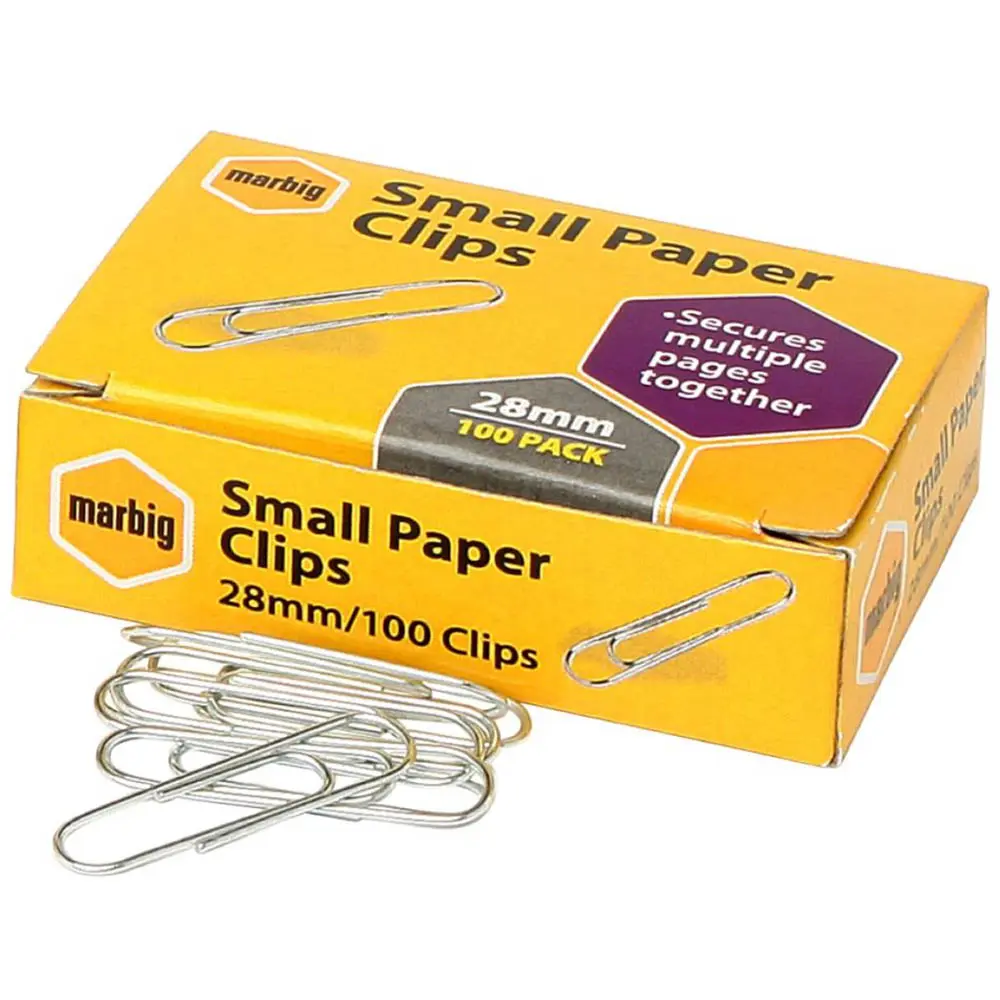 MARBIG PAPER CLIP SMALL 28MM BOX 100