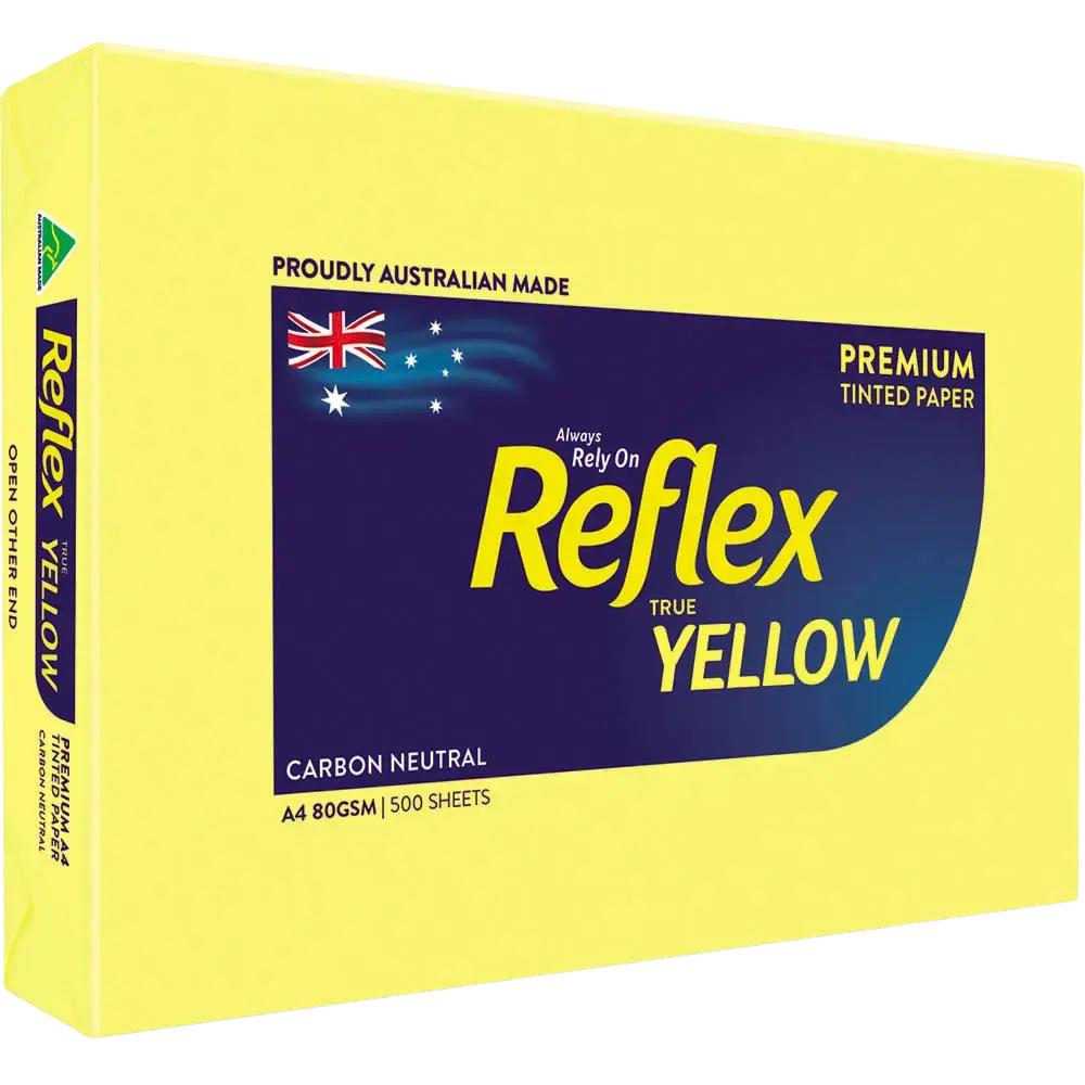 REFLEX COLOURS A4 COPY PAPER 80GSM YELLOW PACK 500 SHEETS