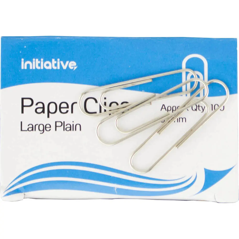 INITIATIVE PAPER CLIP LARGE PLAIN 33MM PACK 100