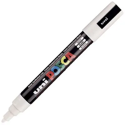 POSCA PC-5M PAINT MARKER BULLET MEDIUM 2.5MM WHITE