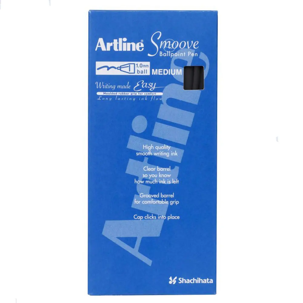 [8001828] ARTLINE SMOOVE BALLPOINT PEN MEDIUM 1.0MM BLACK BOX 12