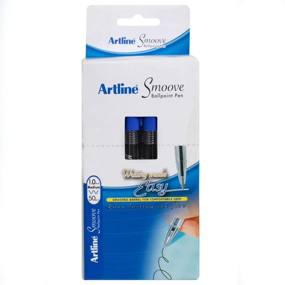 [8011479] ARTLINE SMOOVE BALLPOINT PEN MEDIUM 1.0MM BLUE BOX 50