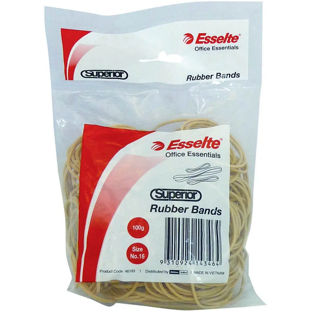 [8017420] ESSELTE SUPERIOR RUBBER BANDS SIZE 16 100G BAG