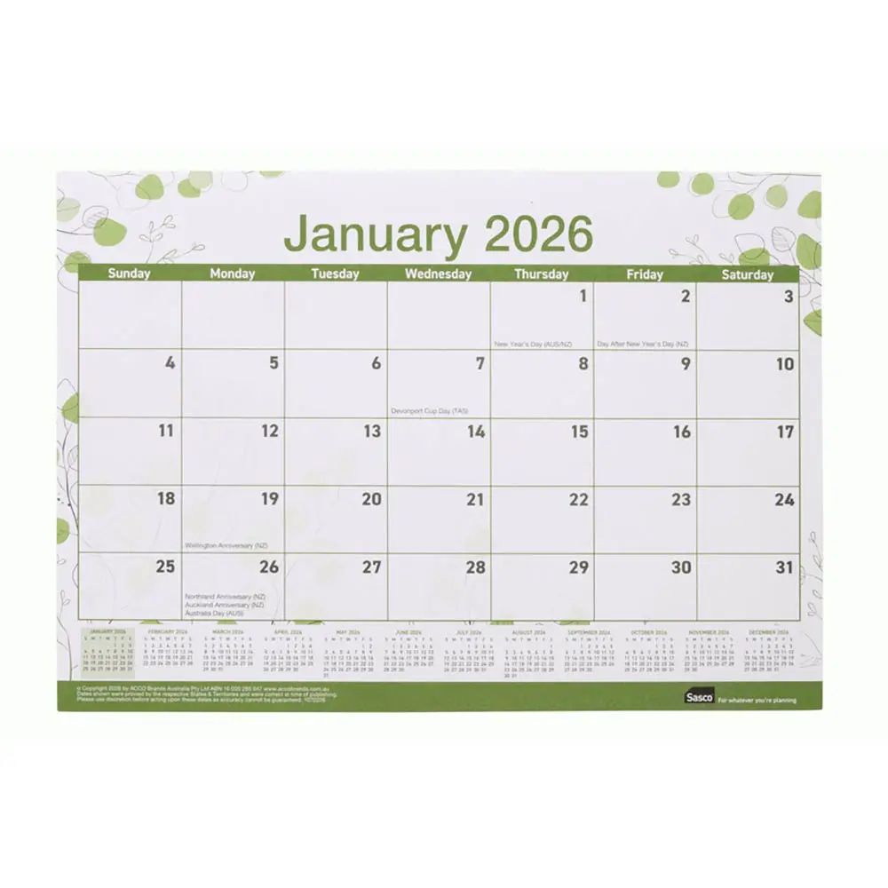 SASCO 10702 ECO SMALL 297 X 210MM DESK PLANNER
