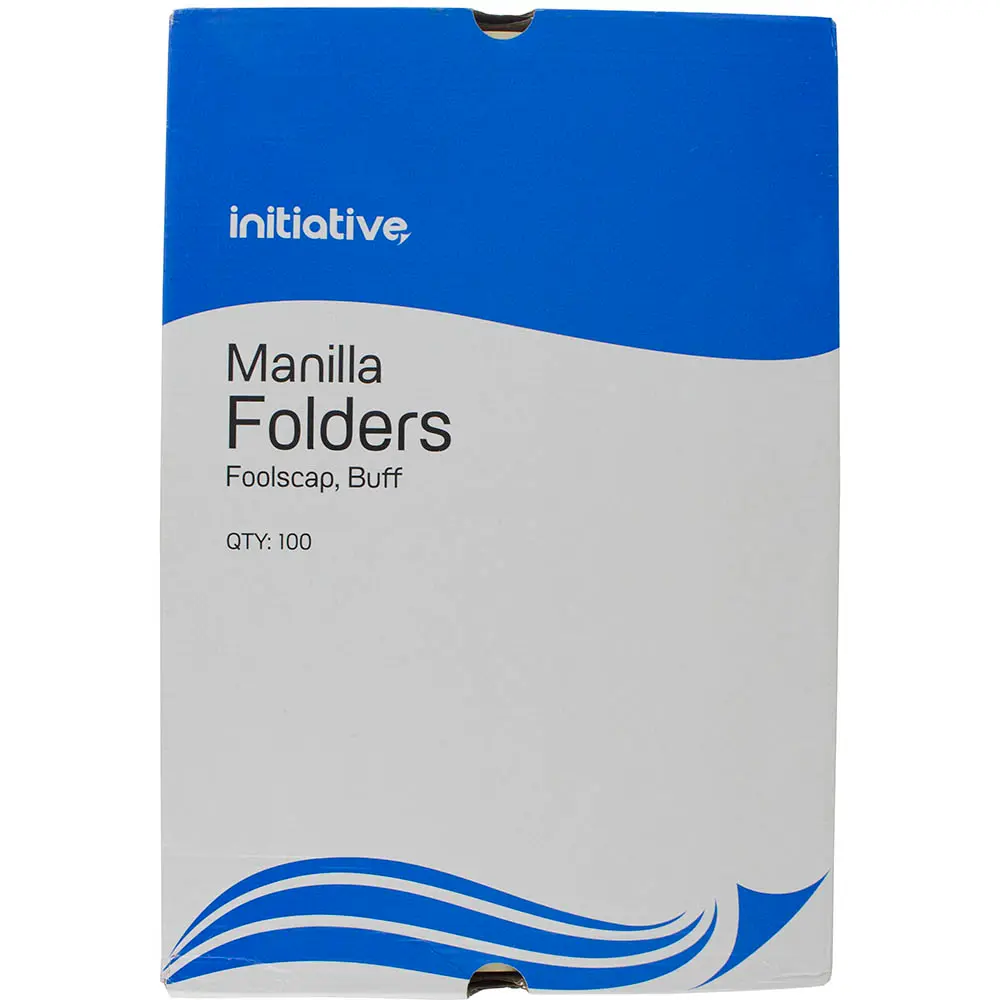 INITIATIVE MANILLA FOLDERS FOOLSCAP BUFF BOX 100