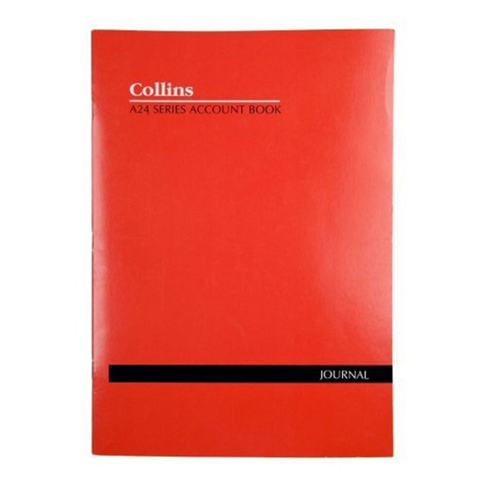 [8019119] COLLINS A24 SERIES ACCOUNT BOOK JOURNAL FEINT RULED STAPLED 24 LEAF A4 RED
