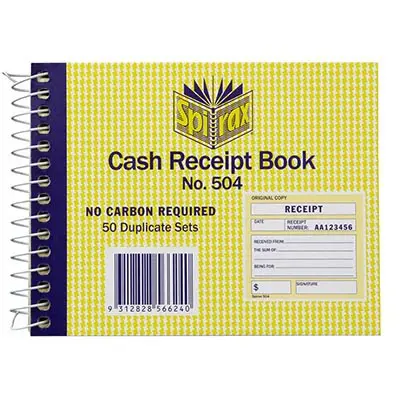 SPIRAX 504 CASH RECEIPT BOOK 102 X 127MM
