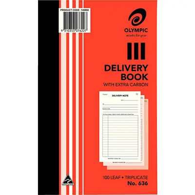 OLYMPIC 636 DELIVERY BOOK CARBON TRIPLICATE 100 LEAF 200 X 125MM
