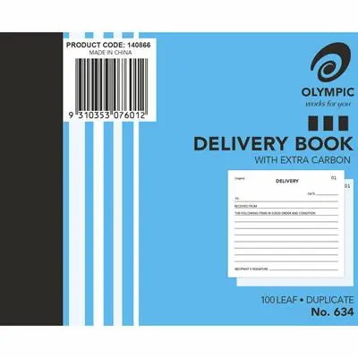 OLYMPIC 634 DELIVERY BOOK CARBON DUPLICATE 100 LEAF 100 X 125MM