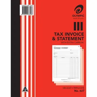 [8020722] OLYMPIC 627 INVOICE AND STATEMENT BOOK CARBON TRIPLICATE 100 LEAF 200 X 250MM