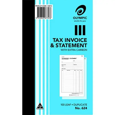 OLYMPIC 624 INVOICE AND STATEMENT BOOK CARBON DUPLICATE 100 LEAF 200 X 125MM