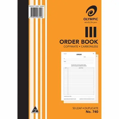 [8020090] OLYMPIC 740 ORDER BOOK CARBONLESS DUPLICATE 50 LEAF A4