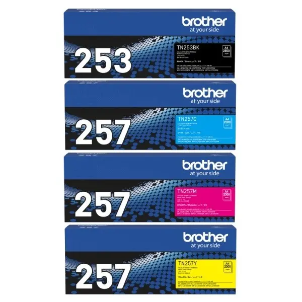 BROTHER TN253 TN257 HIGH YIELD BUNDLE TONER CARTRIDGES - BLACK, CYAN, MAGENTA, YELLOW